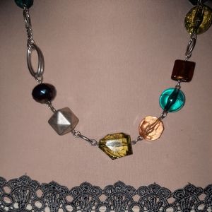 BOGO bead silvertone adj necklace